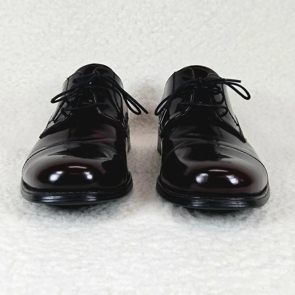 Johnston & Murphy Atchison Cap Toe Oxford Men's 10M Burgundy Leather Dress Shoes